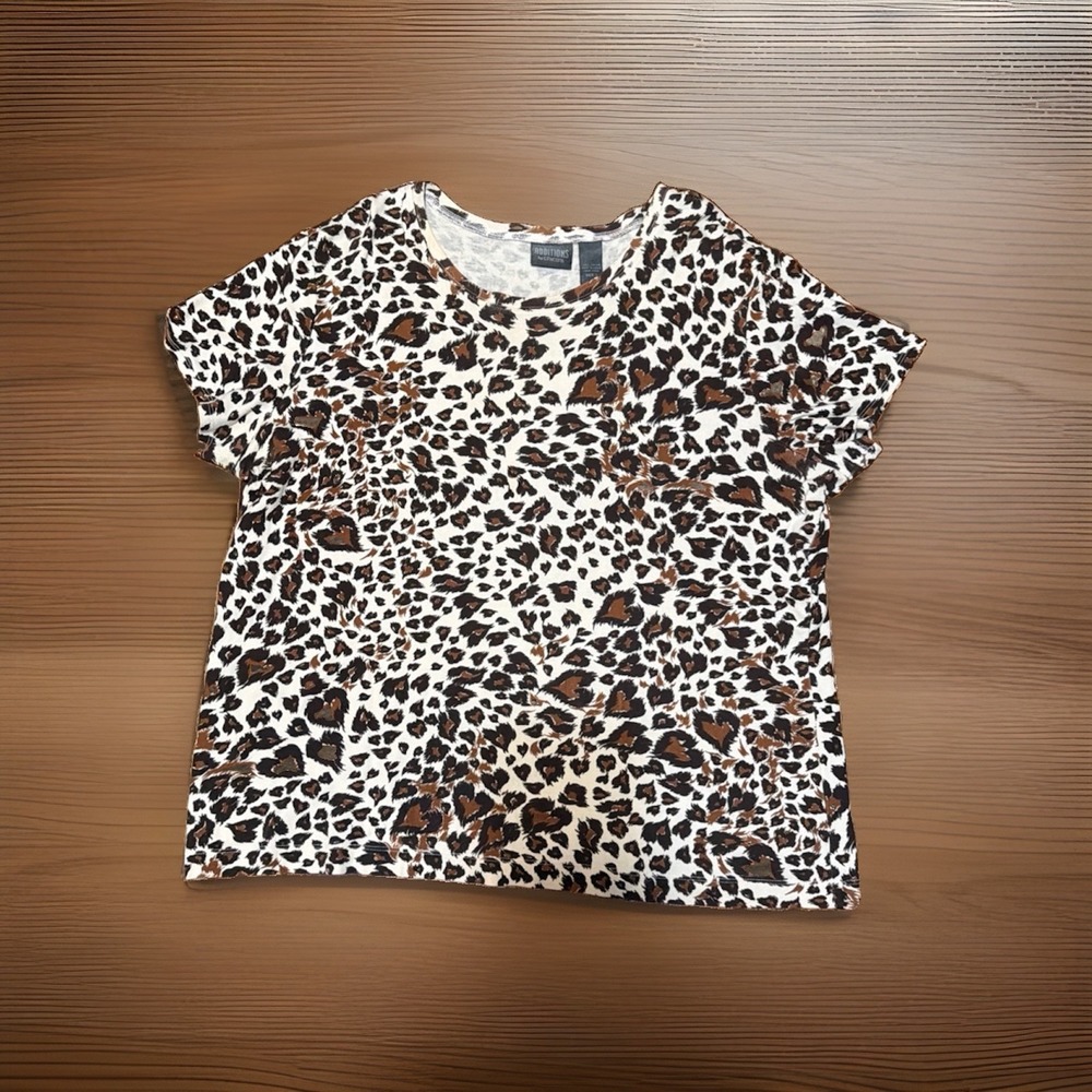 Additions By Chico's Women's Animal Print Top T-Shirt Casual Size 3 / L/ 16